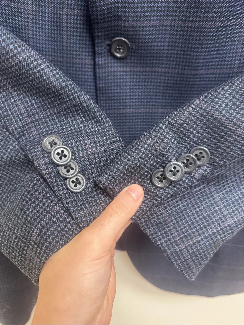 Peter Millar Houndstooth Navy Suit Jacket 40R